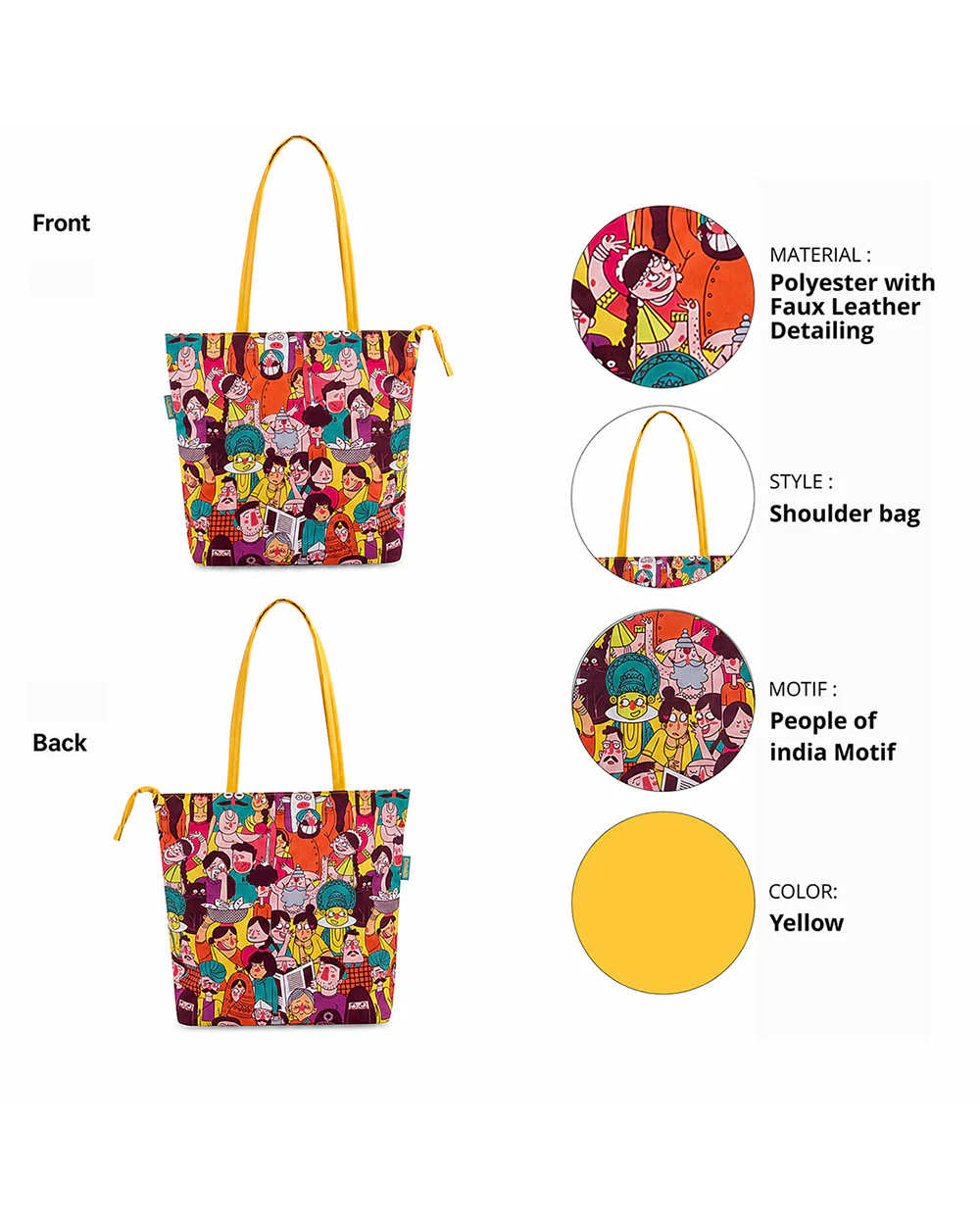 Colorful Faces of India Tote Bag - Image 2