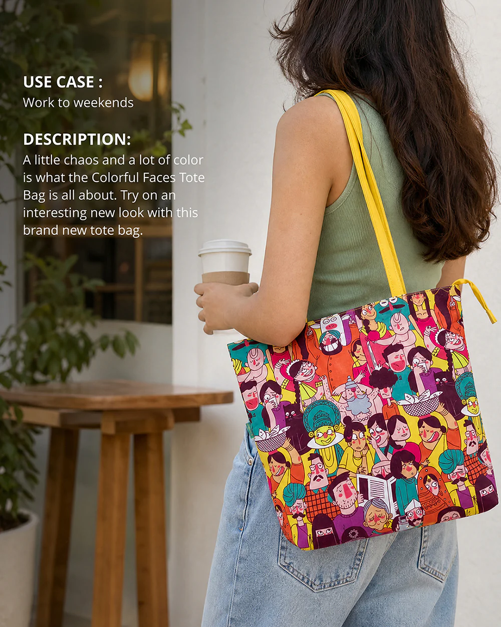 Colorful Faces of India Tote Bag - Image 3