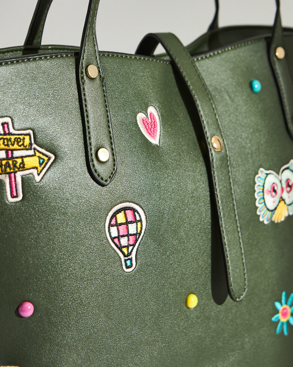 Embroidered Tote | Travel Patches - Tan - Image 5