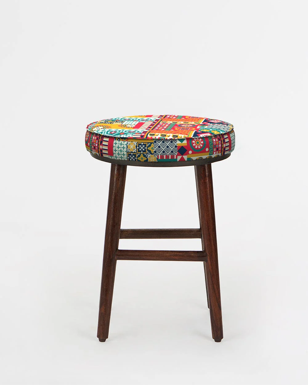 English Cafe Stool - Floral Swirls Red - Image 2