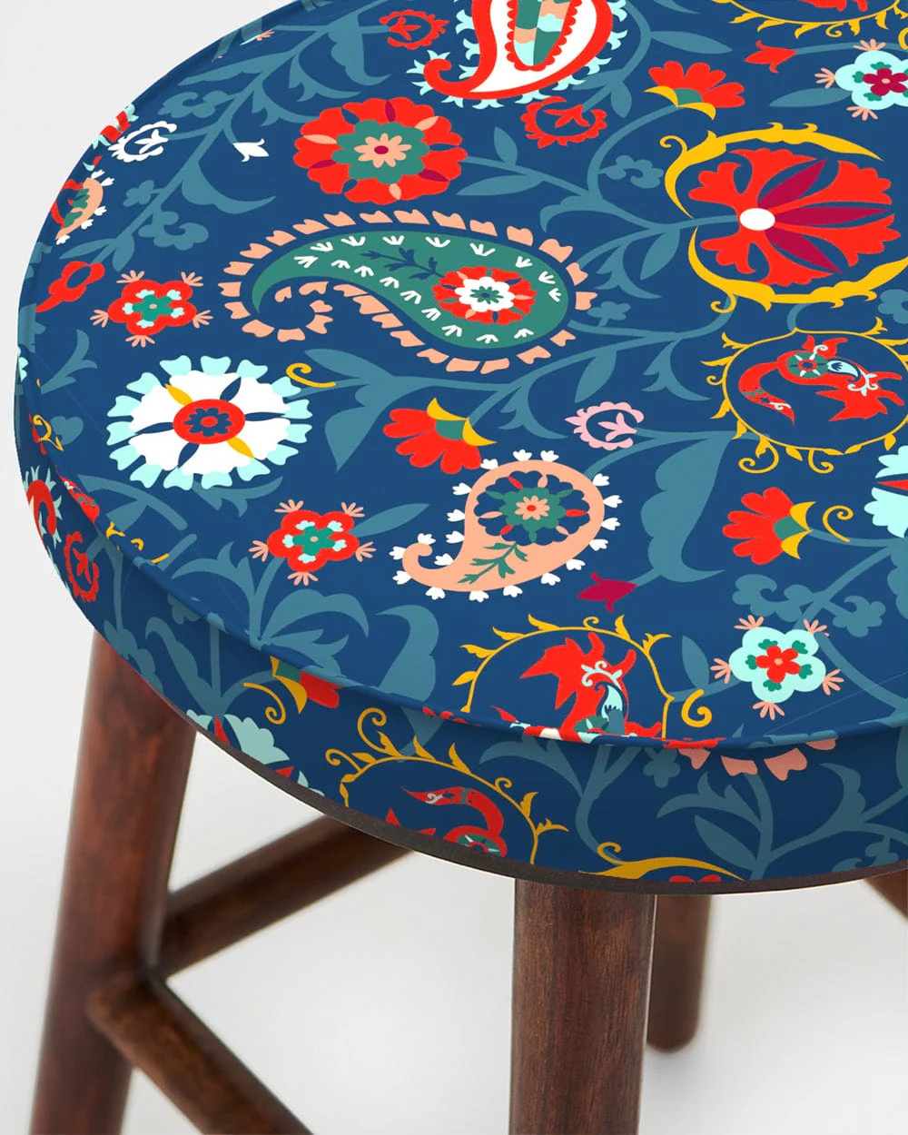 English Cafe Stool - India Paisleys Blue - Image 4