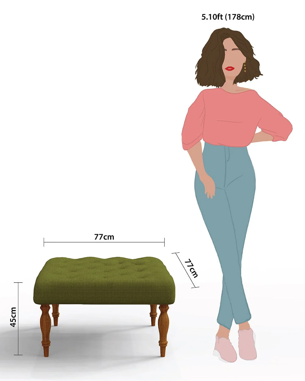 English Ottoman - Savanna Green - Image 5