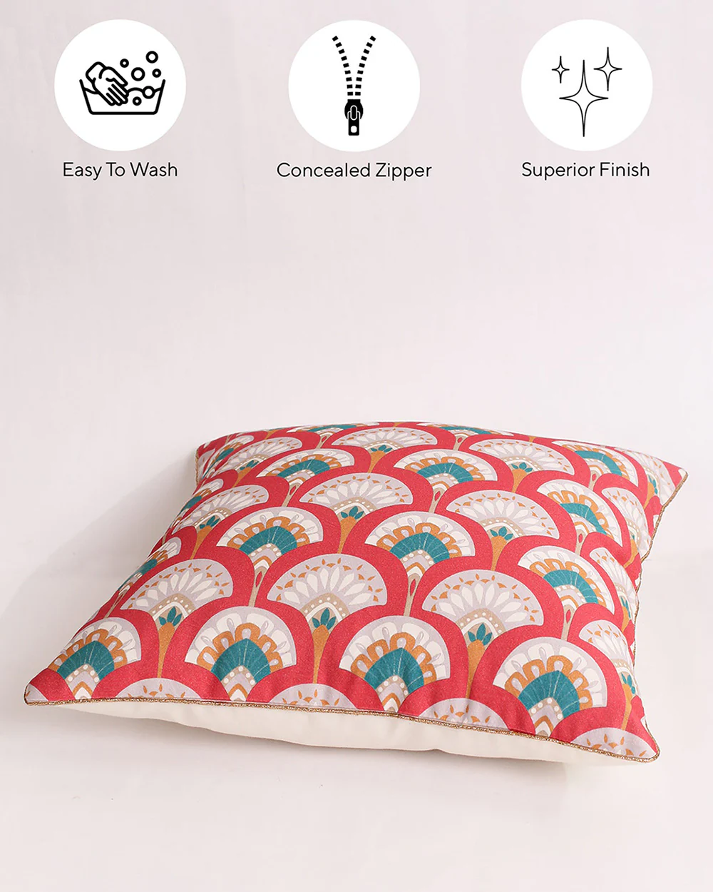 Festive Flair Cushion Cover 16" Set of 2 - Red - Image 3