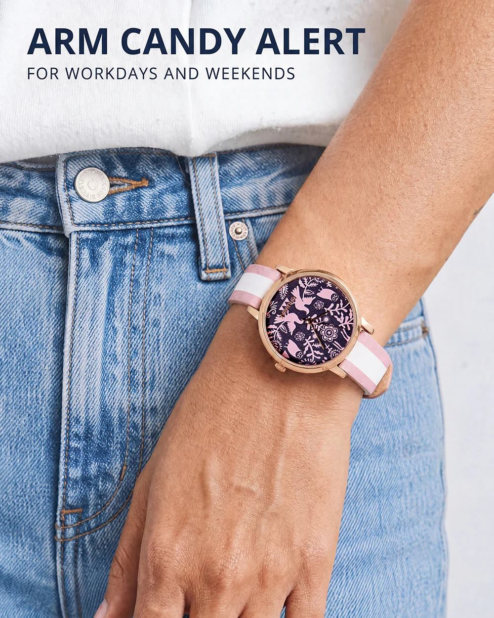 TEAL by Chumbak Floral Birds Wrist Watch- Pink - Image 8