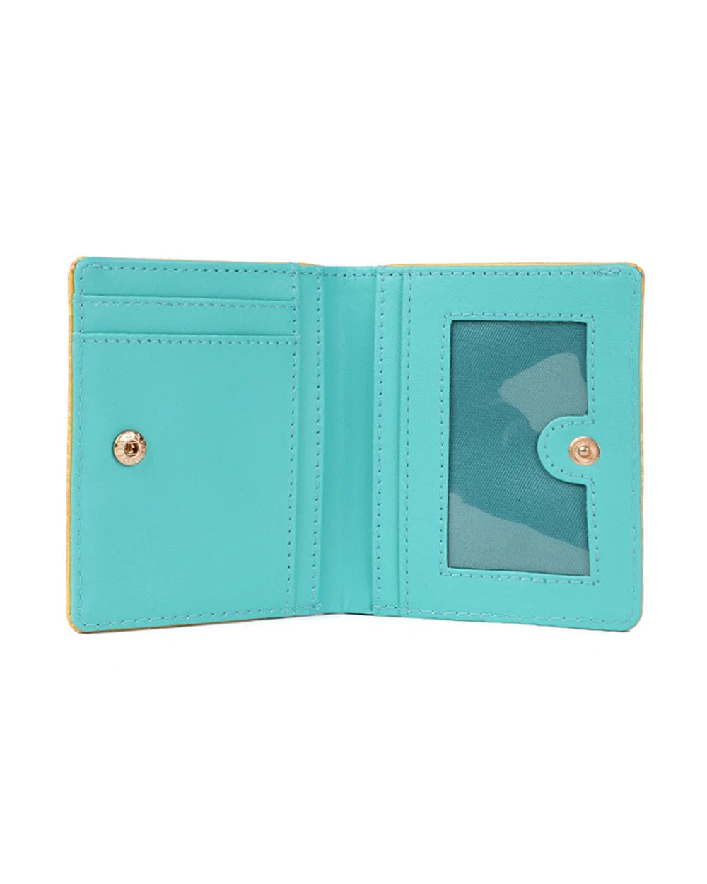 Floral Typewriter Yellow Printed Snap Button Wallet - Image 4