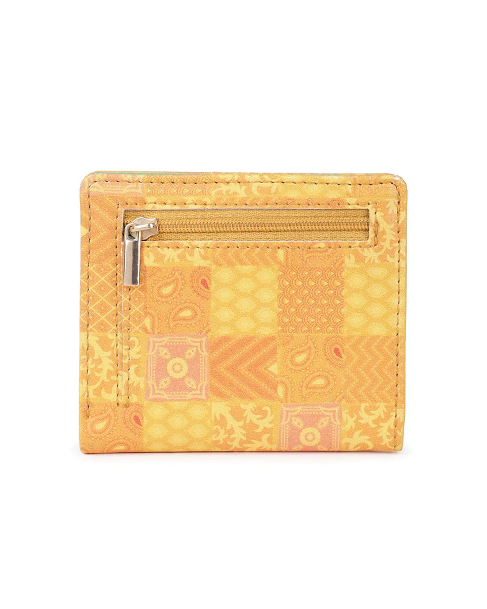 Floral Typewriter Yellow Printed Snap Button Wallet - Image 6