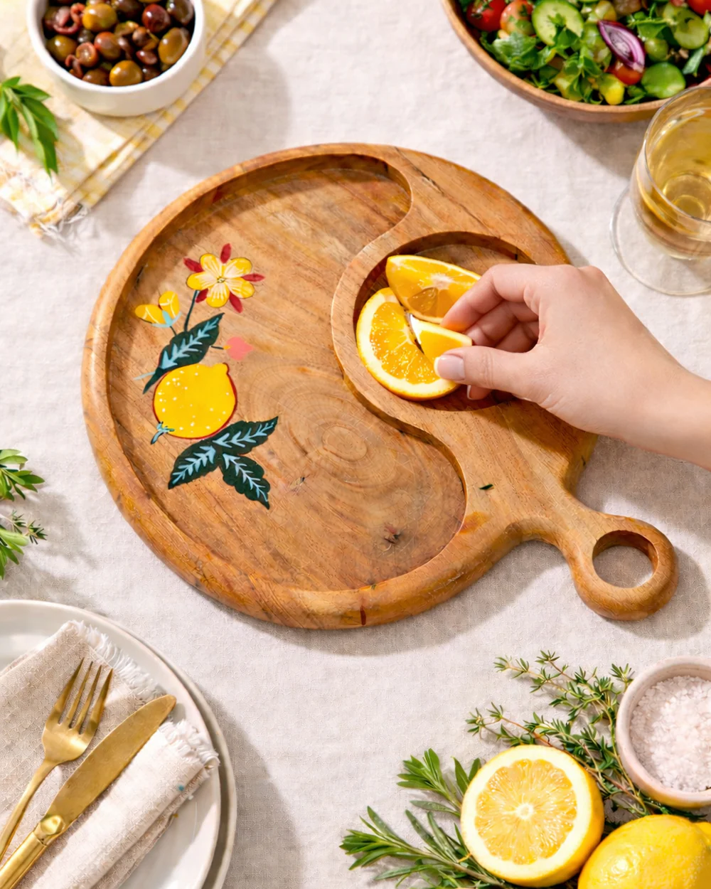 Florentine Charcuterie Wooden Board,11"| Citrus Zest - Image 5