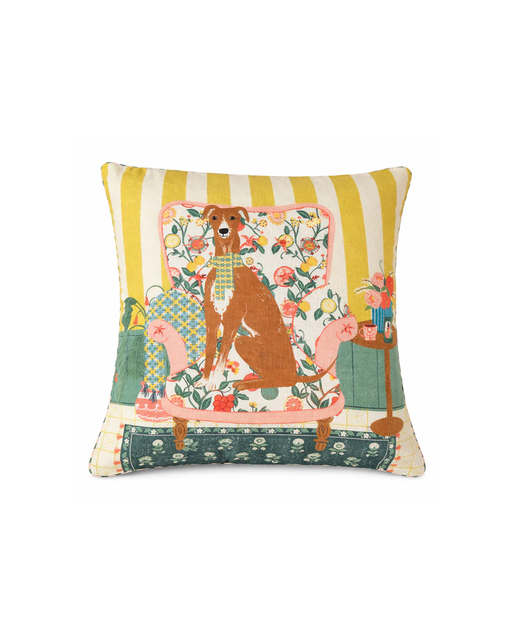 Florentine Hound Cushion Cover, Set of 3| Citrus Zest - Image 2