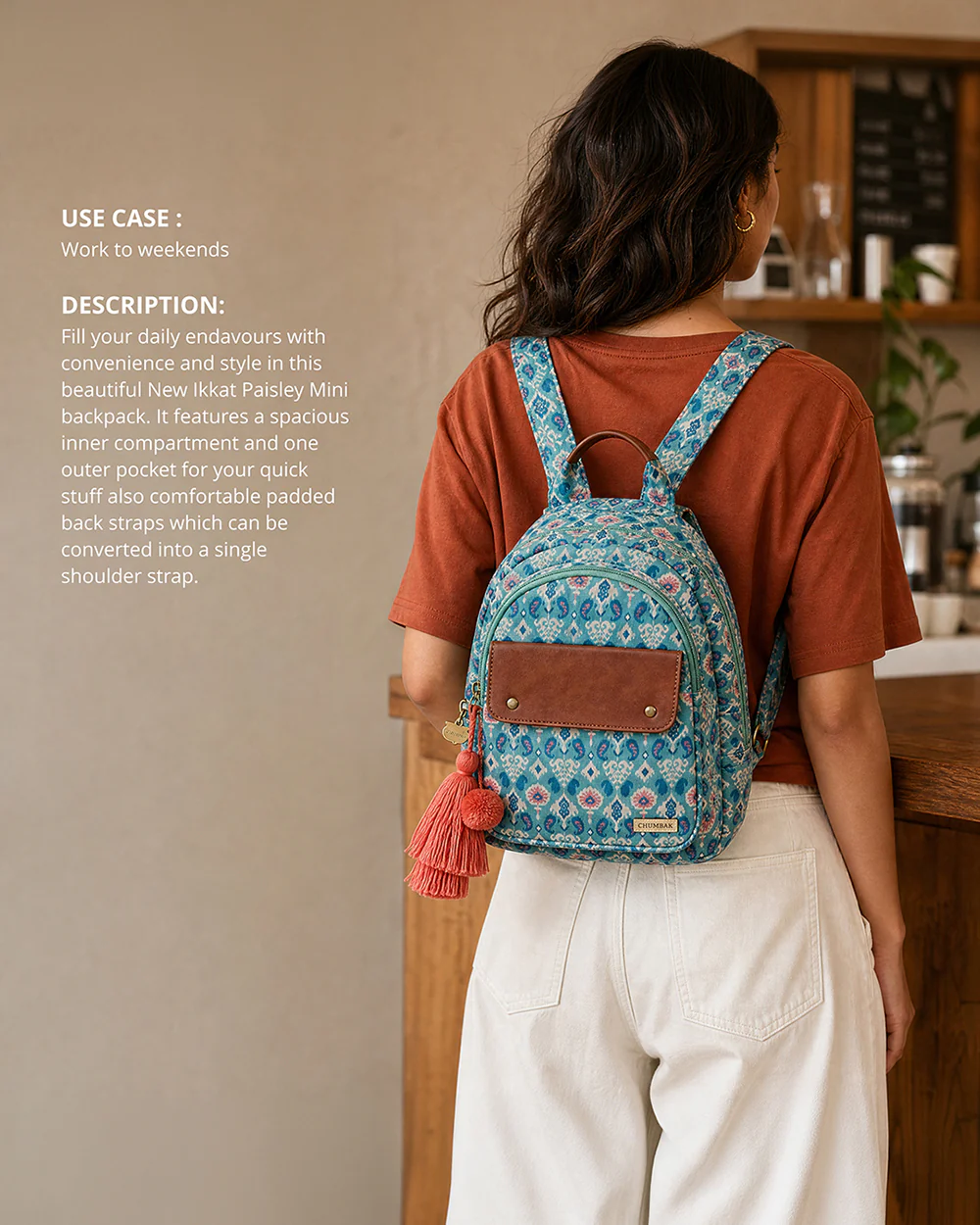 Folk Art Ikat Mini Backpack - Image 3