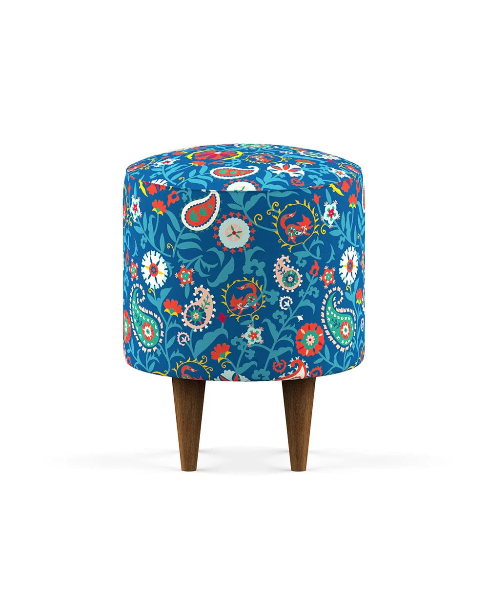 French Pouffe - India Paisleys Blue - Image 2