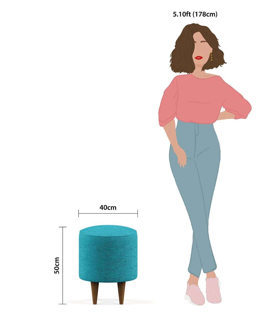 French Pouffe - Maldivian Teal - Image 7