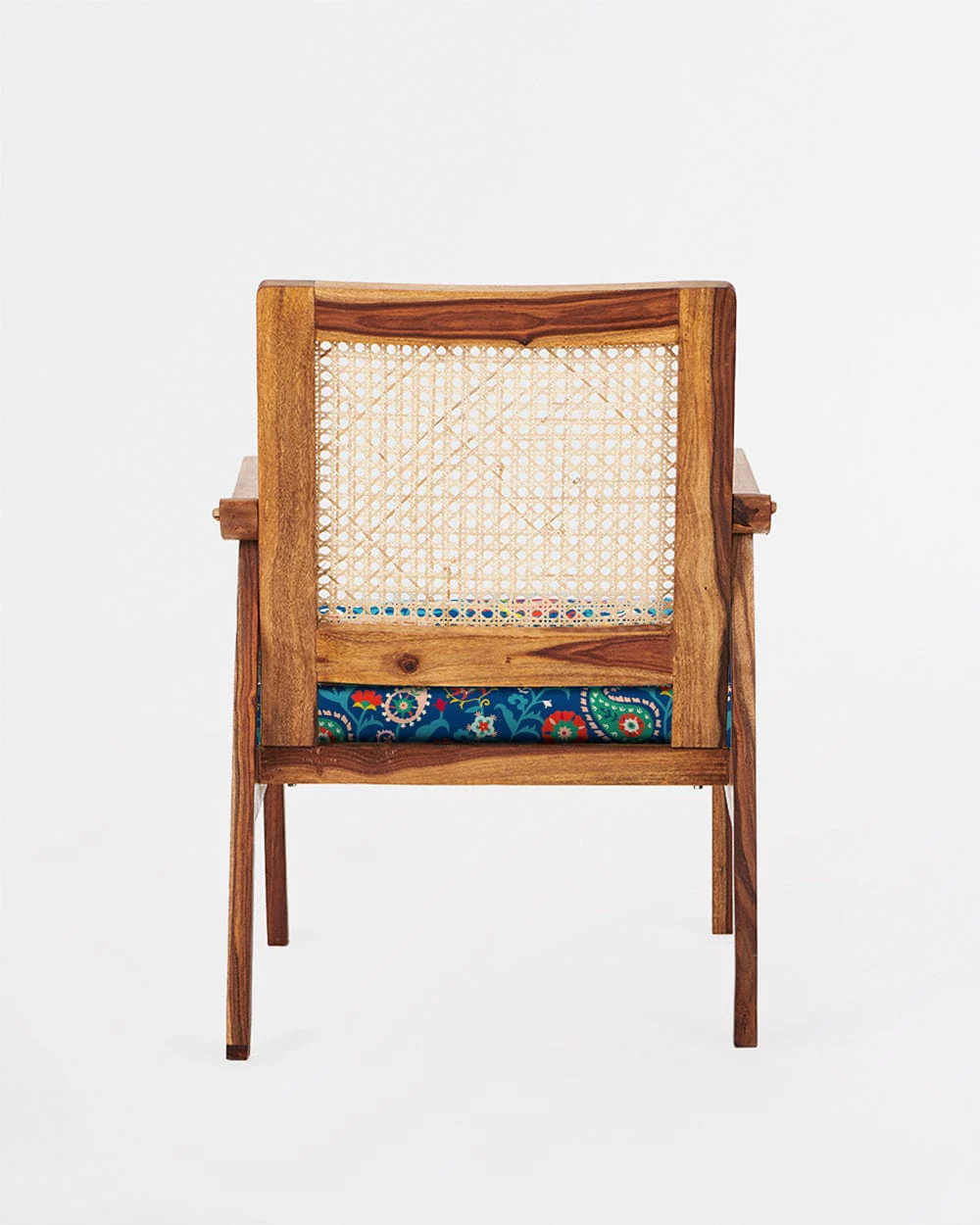 French Rattan Arm Chair India Paisleys Blue - Image 5