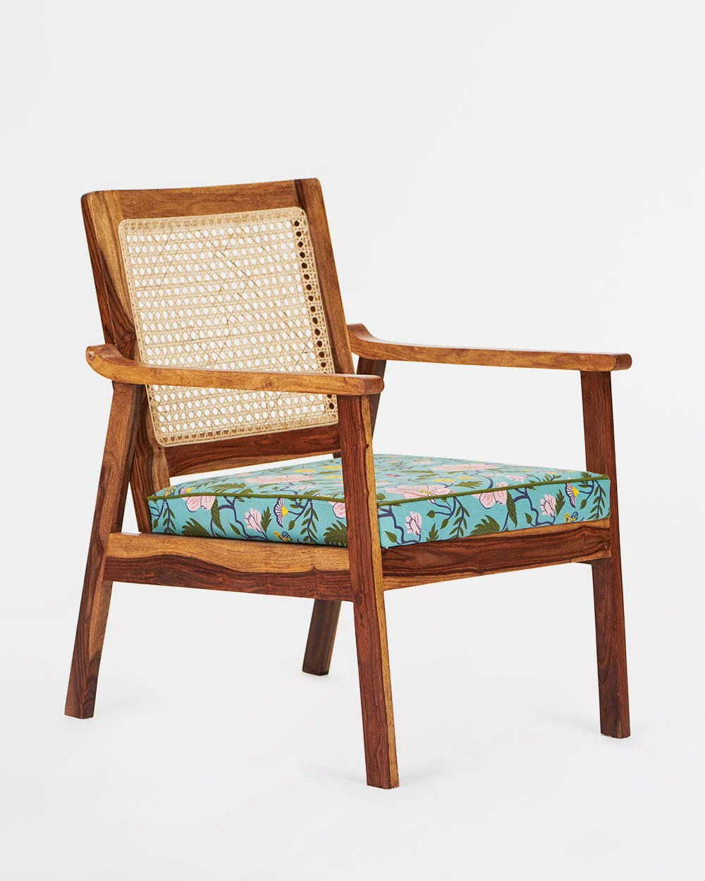French Rattan Arm Chair -Spring Bloom - Image 3