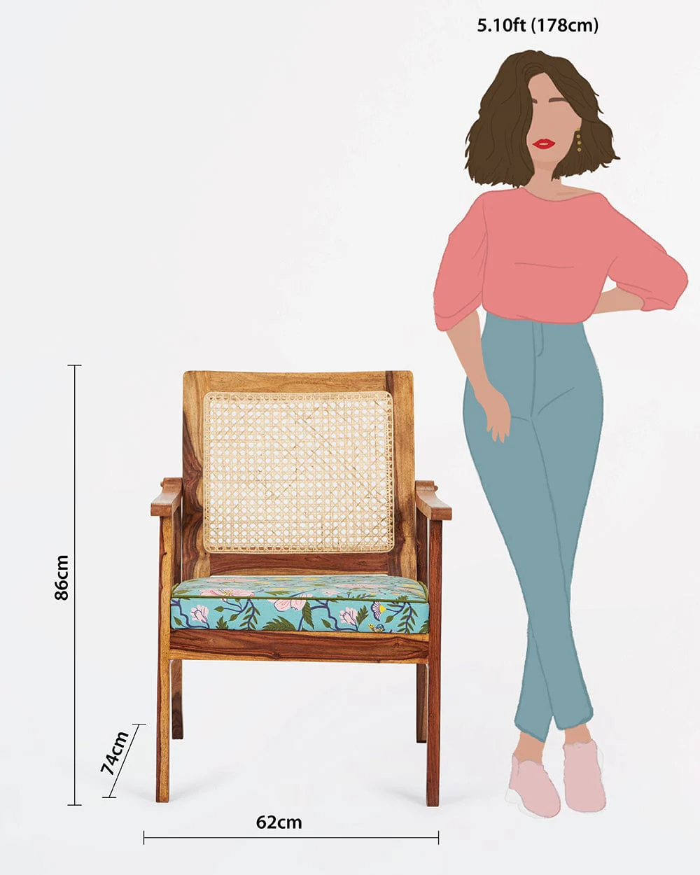 French Rattan Arm Chair -Spring Bloom - Image 7