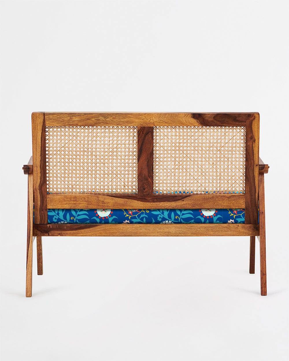 French Rattan Love Seat India Paisleys Blue - Image 6