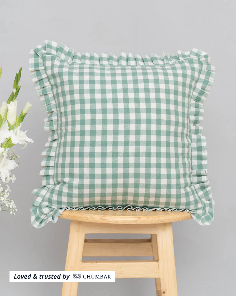 Gingham Cushion Cover, 16"