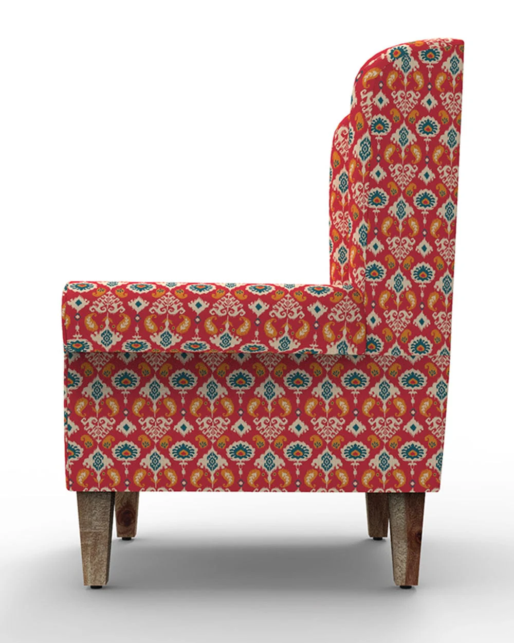 Begum Wing Chair - Red Ikkat - Image 5