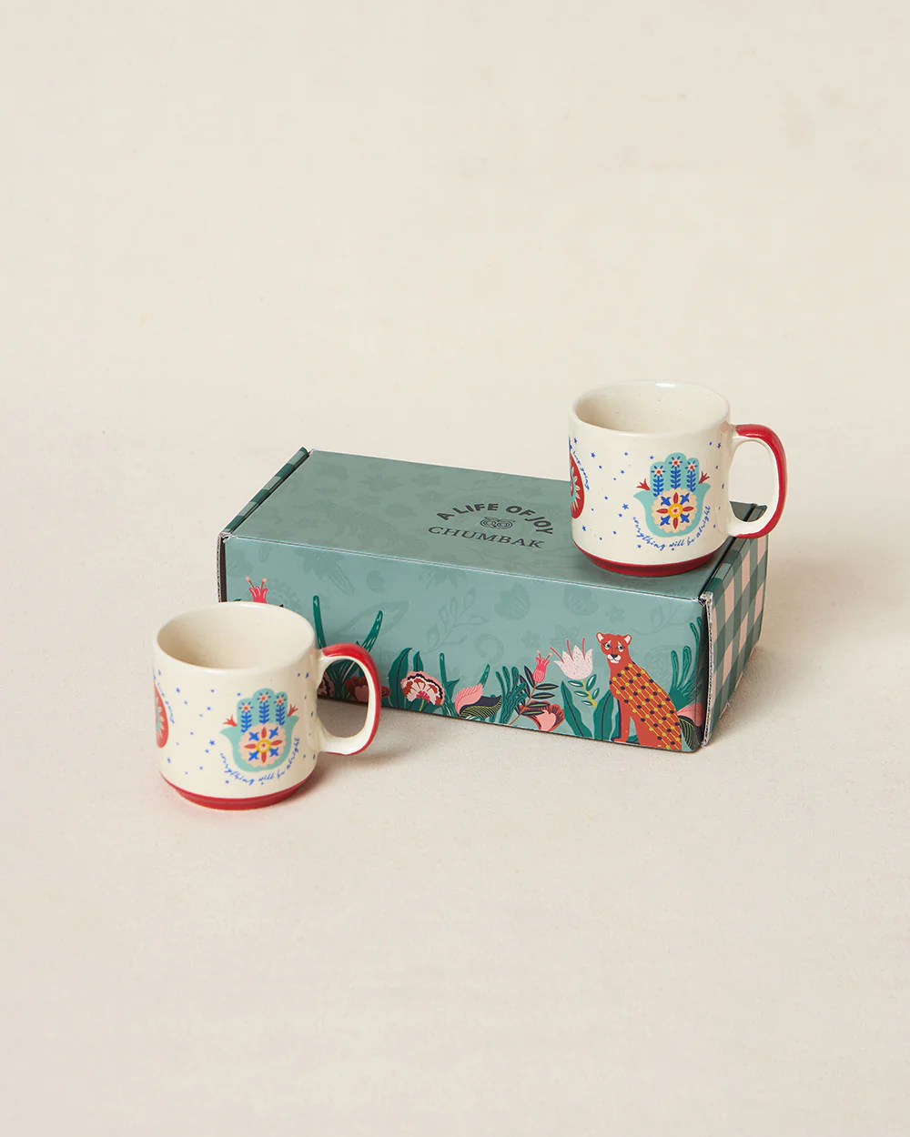 Hamsa Mugs Duo , Gift Set of 2 | Comes in a Gift Box