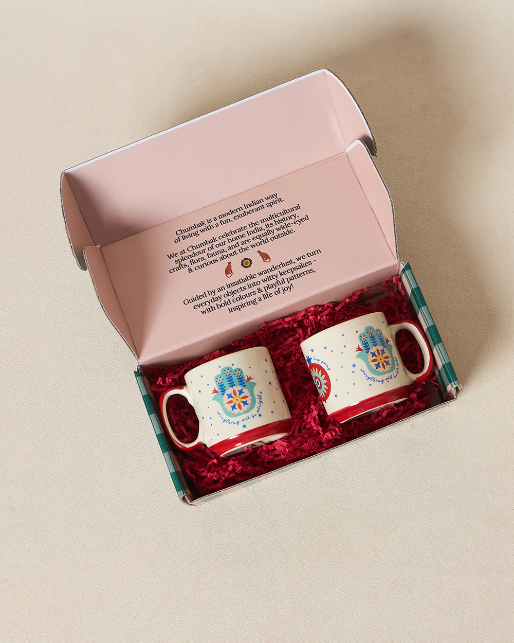 Hamsa Mugs Duo , Gift Set of 2 | Comes in a Gift Box - Image 4