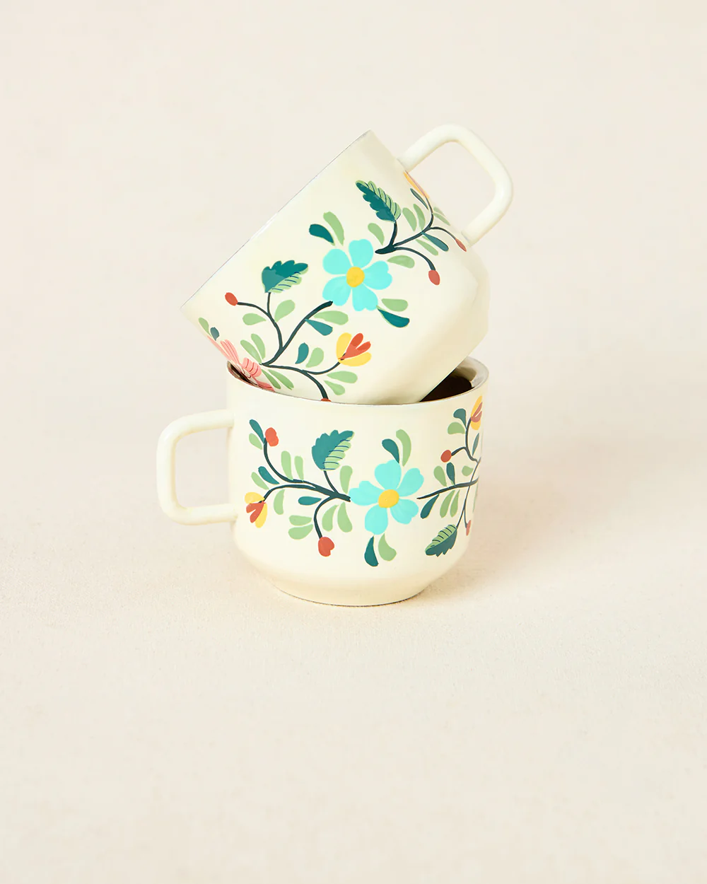 Hangul Hand-painted Kahwah Mugs Set, Steel --ml | Kashmir Trails - Image 6