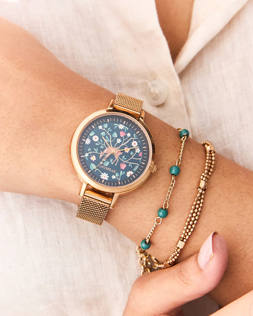 Hangul Mesh Strap Watch with Bracelet Set | Kashmir Trails