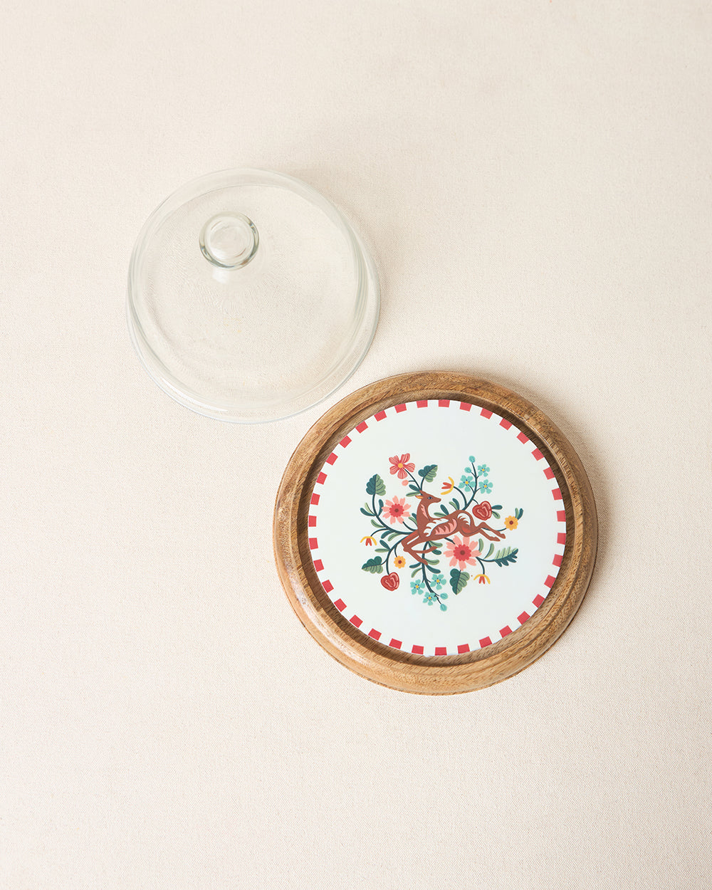 Hangul Wooden Cake Cloche, 8" dia | Kashmir Trails - Image 3