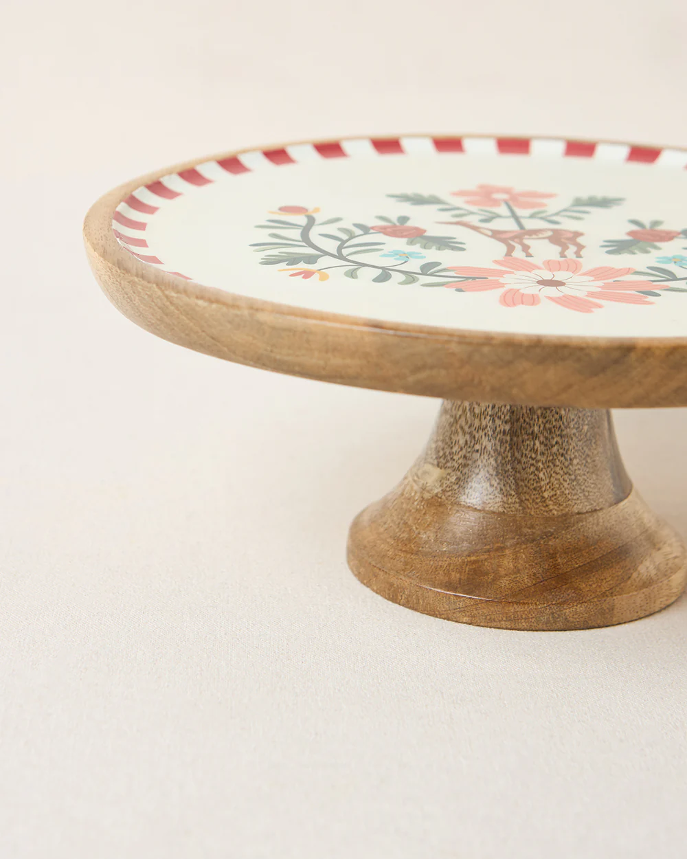 Hangul Wooden Cake Stand, 10" dia | Kashmir Trails - Image 6