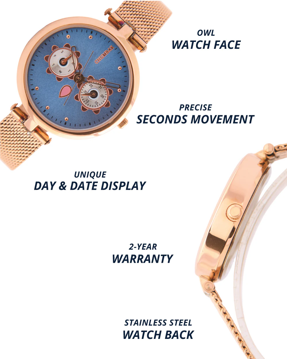 Hoot Mesh Strap Watch | Mint Dial - Image 3