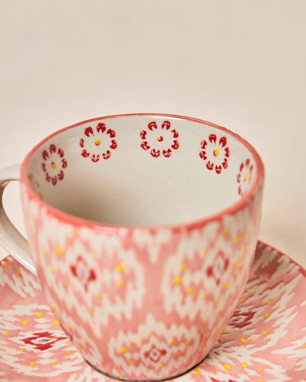 Ikat Fusion Cup & Saucer Set - Red, 100ml - Image 3