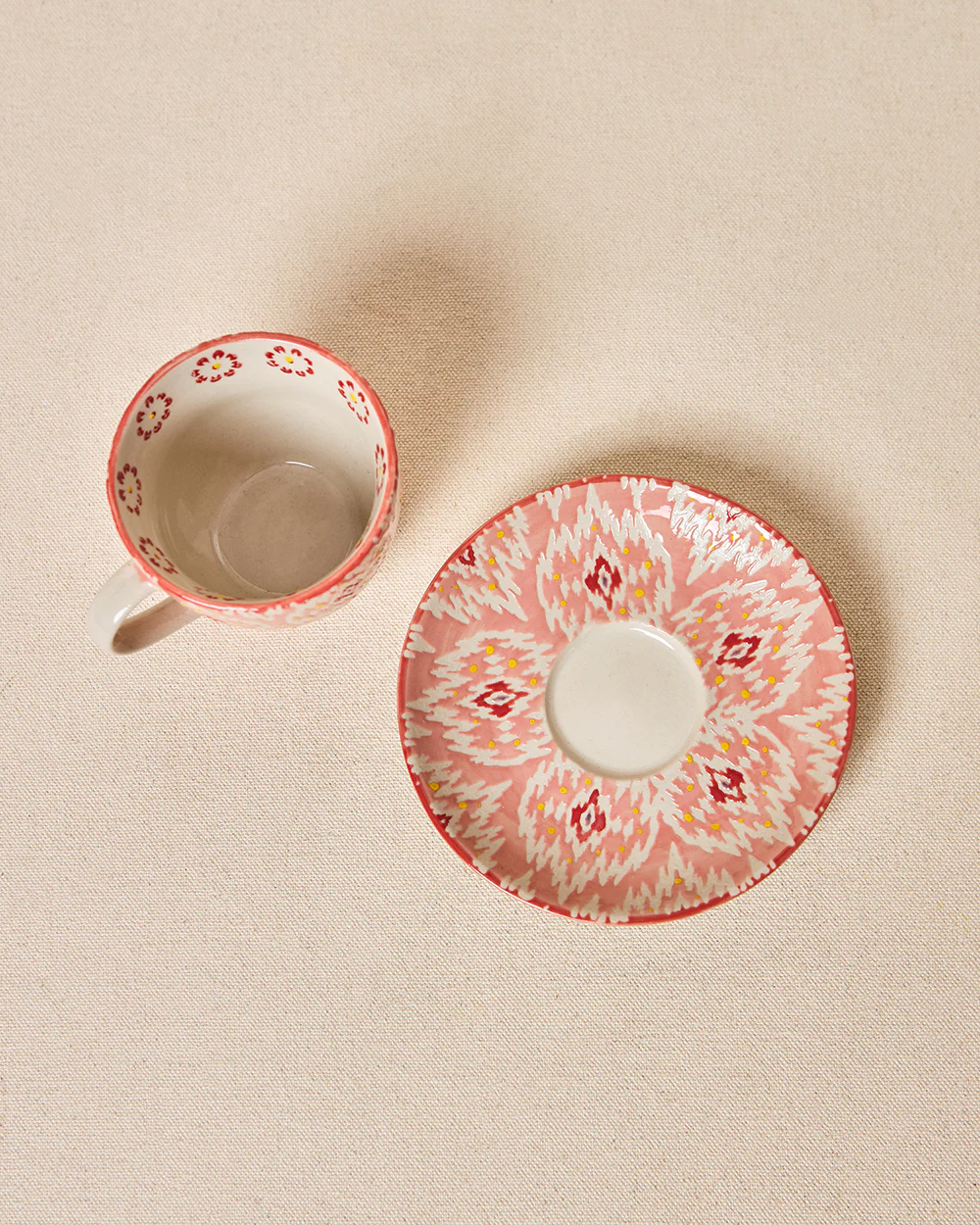 Ikat Fusion Cup & Saucer Set - Red, 100ml - Image 4