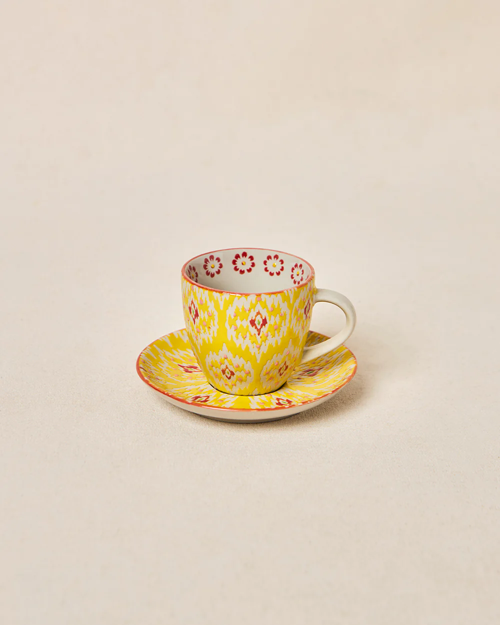 Ikat Fusion Cup & Saucer Set - Yellow, 100ml - Image 2