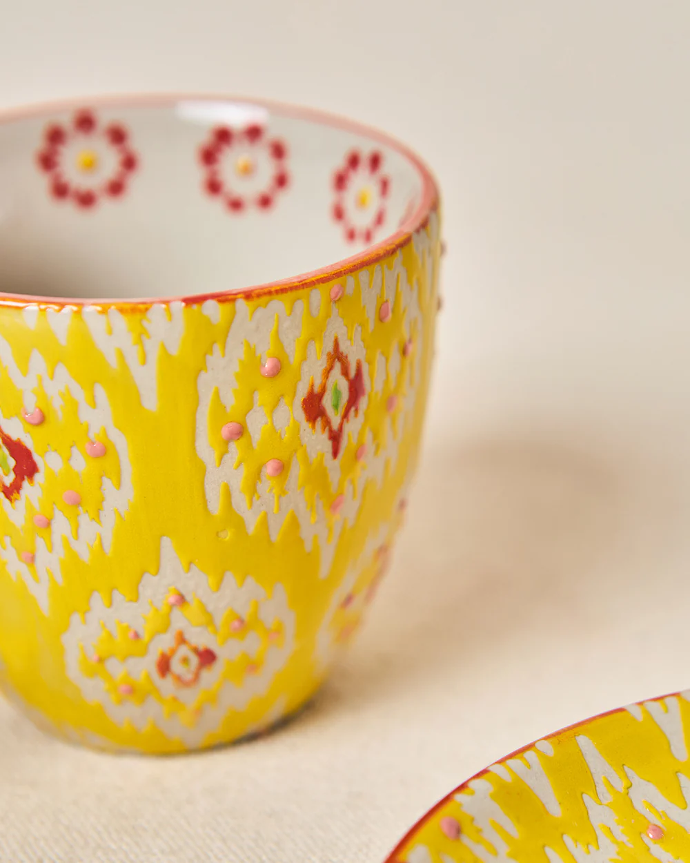 Ikat Fusion Cup & Saucer Set - Yellow, 100ml - Image 8