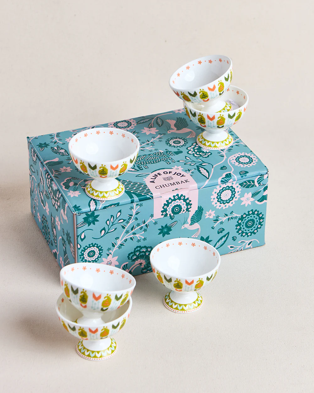 Ikat Paisley Dessert Bowls Gift Set - Set of 6, 160 ml - Image 4
