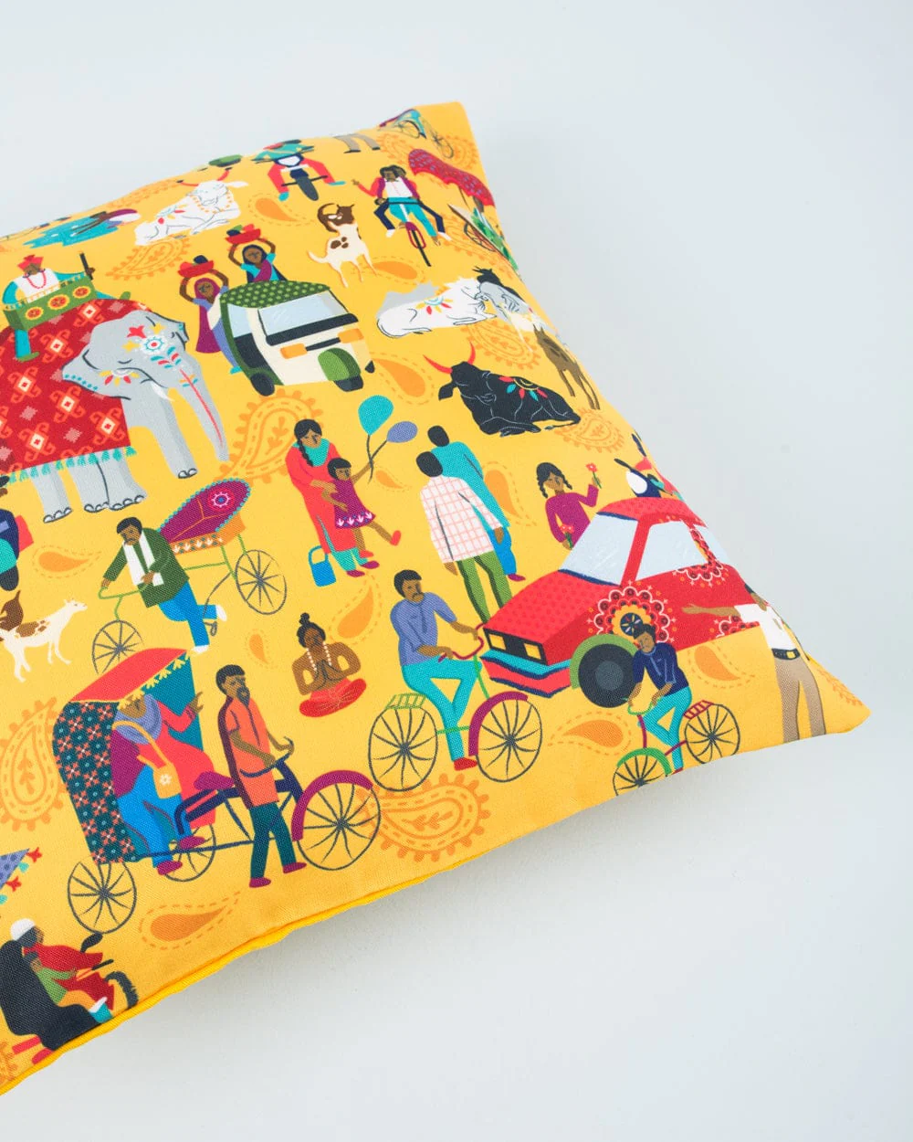 Indian Traffic 16” Cushion Cover- Yellow - Image 2