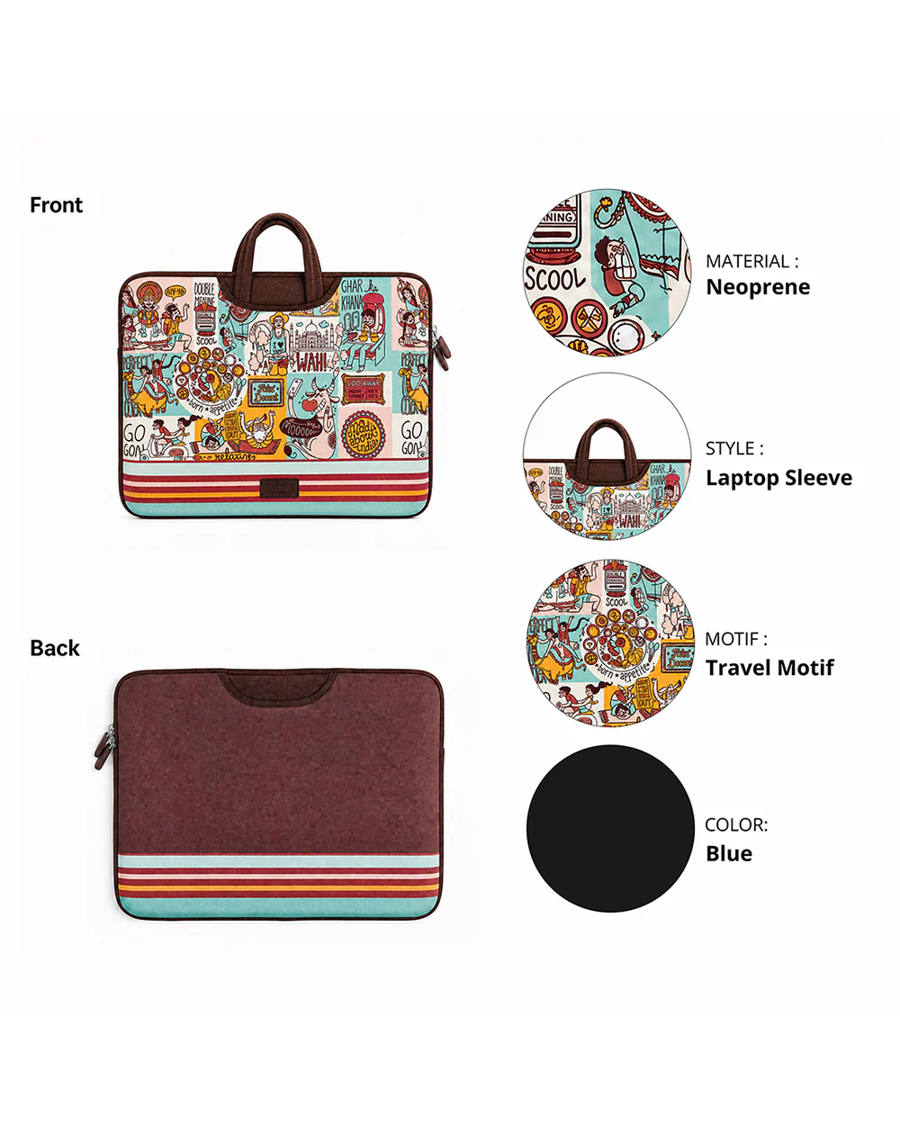 TEAL By Chumbak Indie Pop Laptop Sleeve - 13inch - Image 2