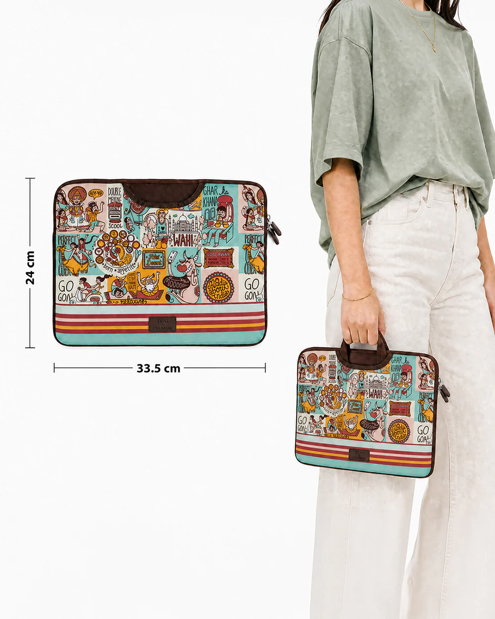 TEAL By Chumbak Indie Pop Laptop Sleeve - 13inch - Image 4