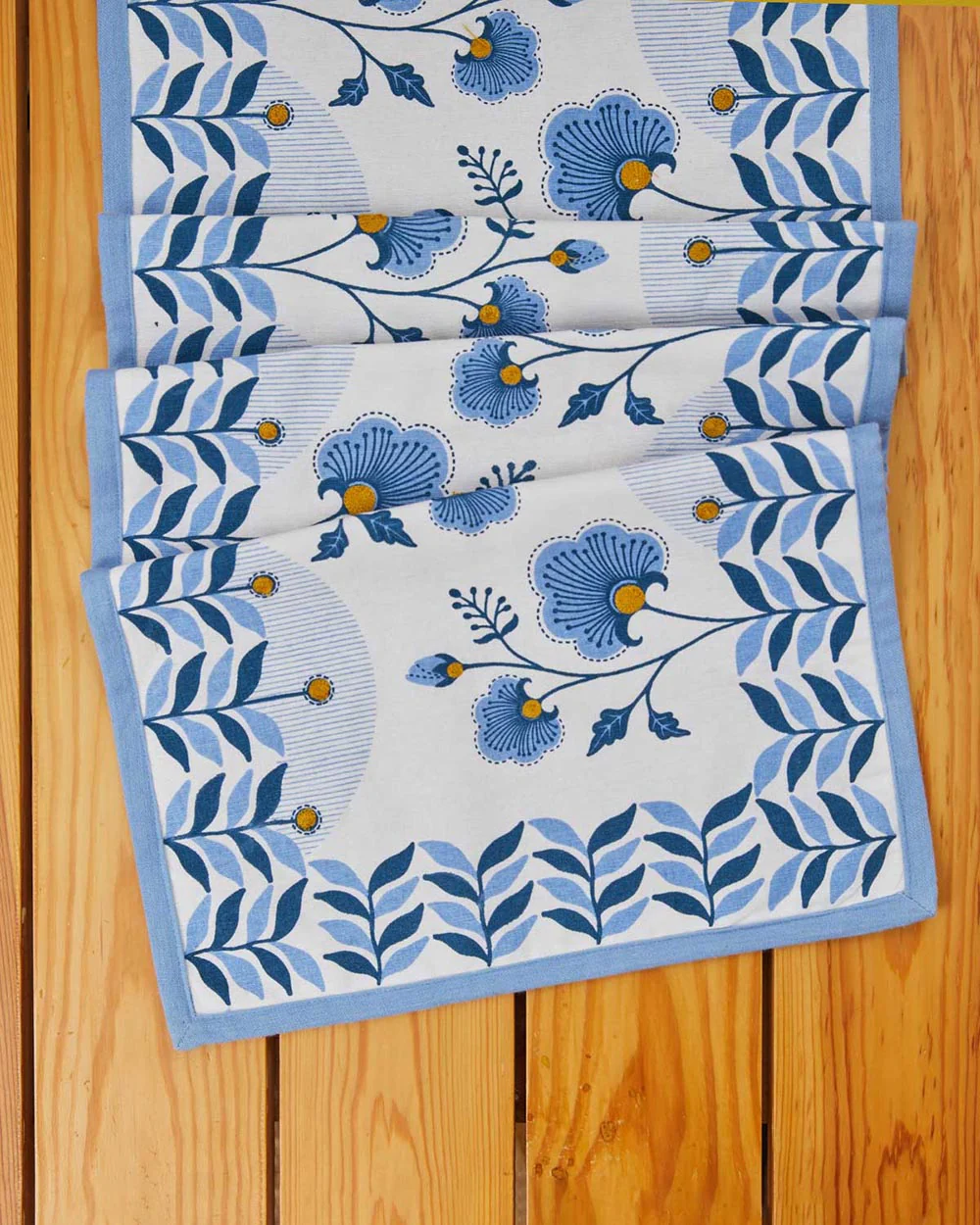 Indigo Garden Table Runner, 78″ x 13″ - Image 3