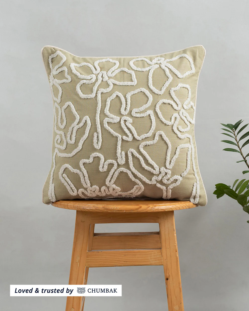 Ivory Garden Cushion Cover, 16"