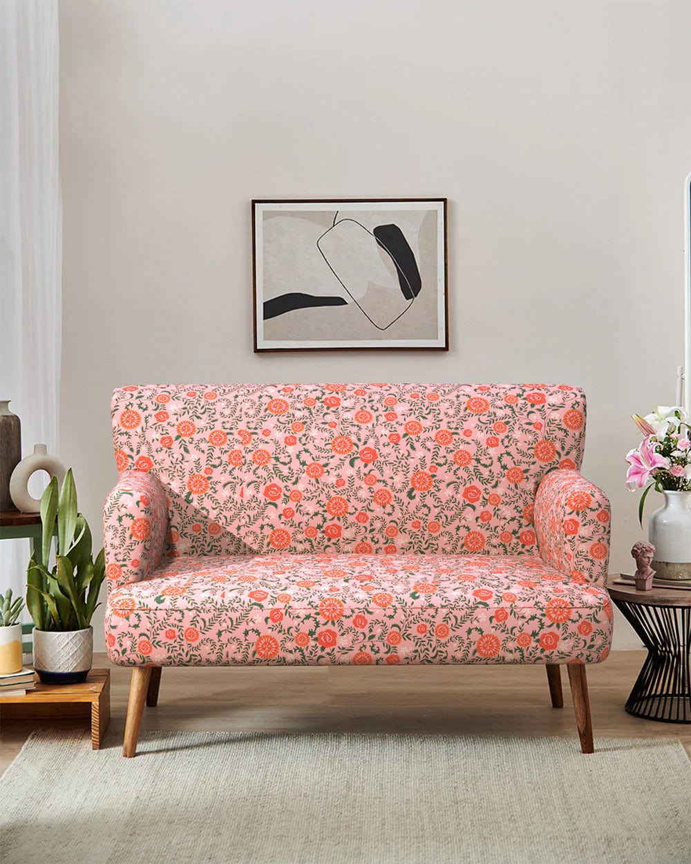 Jodhpur Love Seat - Earthy Florals Peach