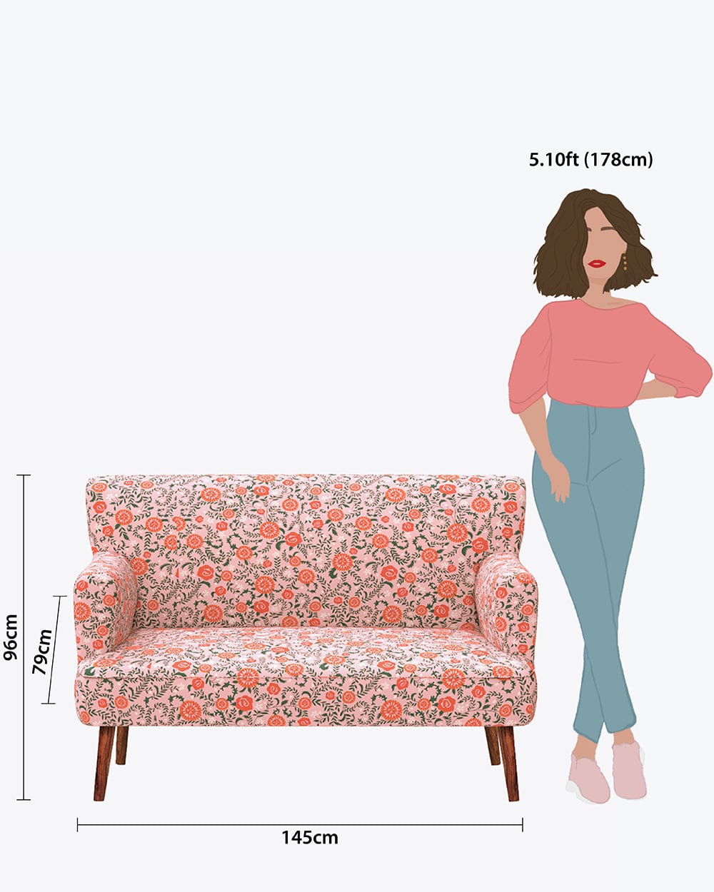 Jodhpur Love Seat - Earthy Florals Peach - Image 7