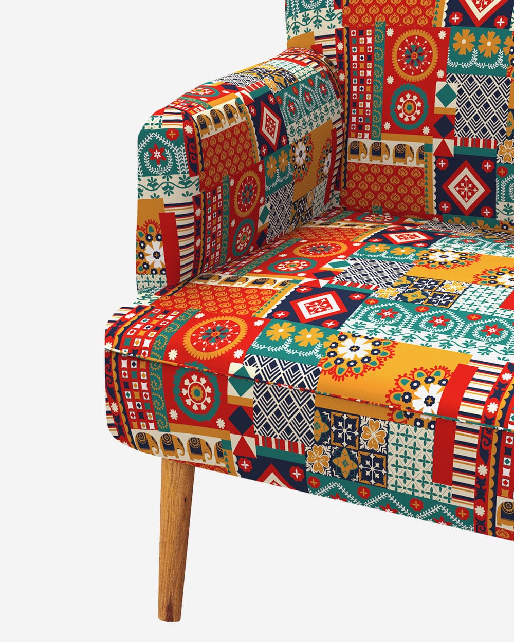Jodhpur Love Seat - Floral Swirls Red - Image 4