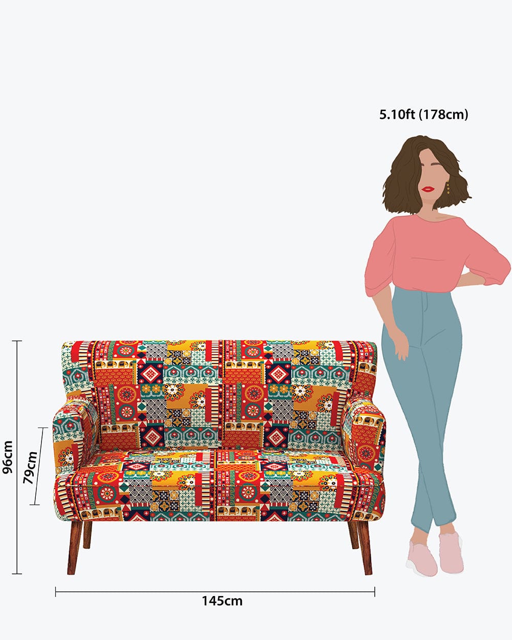 Jodhpur Love Seat - Floral Swirls Red - Image 7
