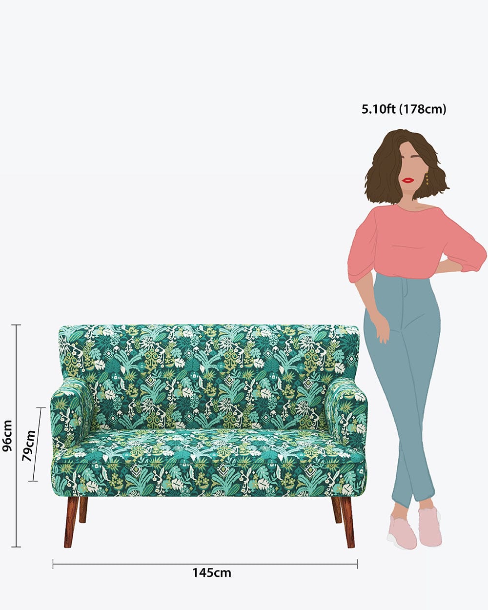 Jodhpur Love Seat - Tropical Ikkat Green - Image 7