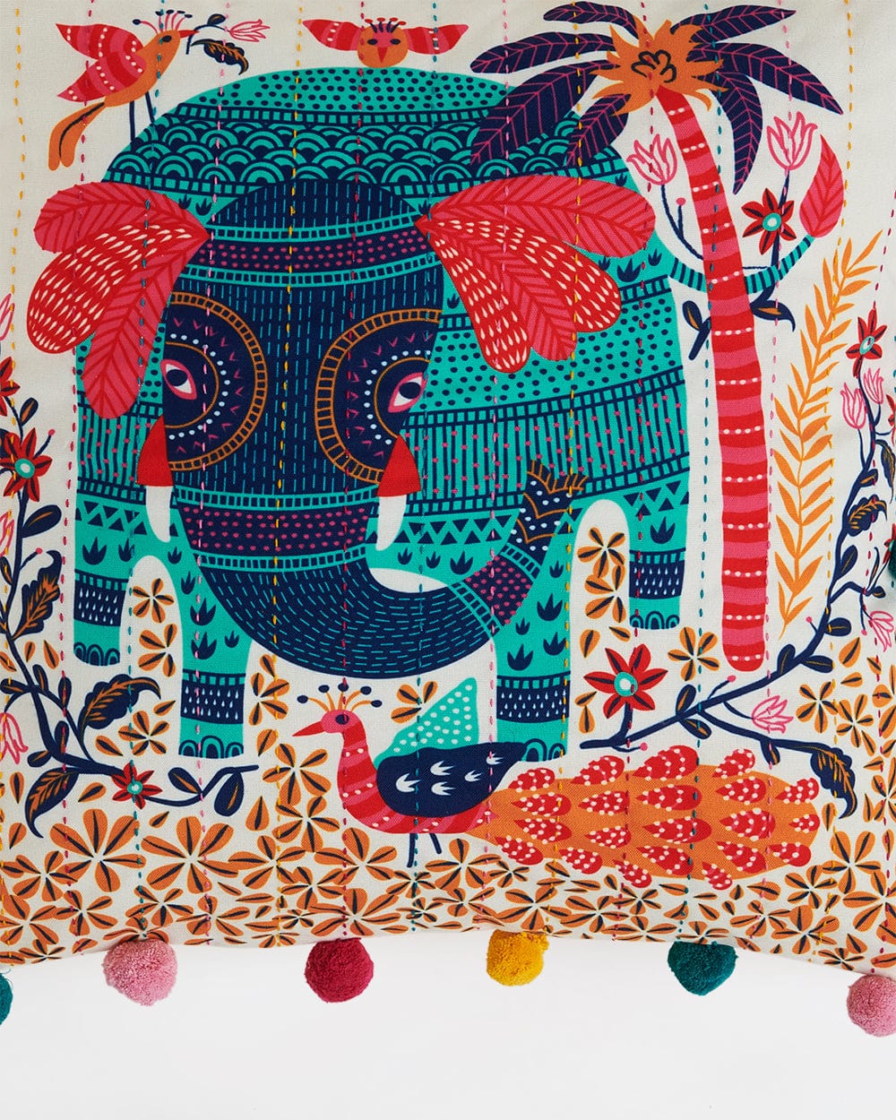 Galle Elephant 16" Gondh Cushion Cover - Image 3