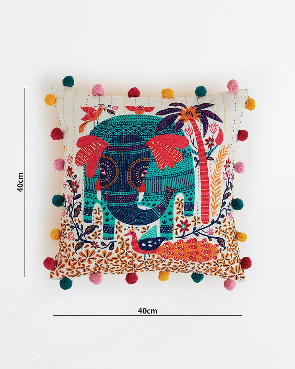 Galle Elephant 16" Gondh Cushion Cover - Image 5