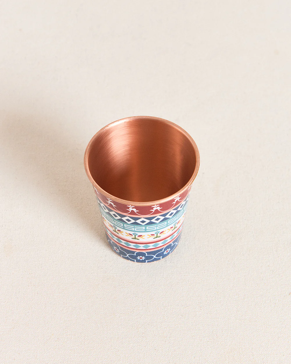 Karaikudi Tiles Copper Tumbler, Small - Image 2