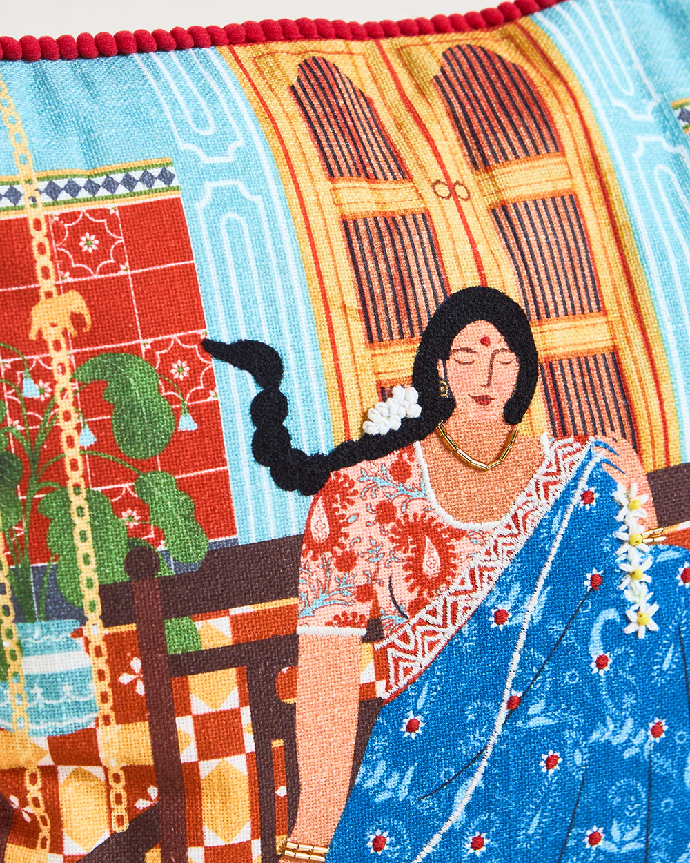 Lady Chettiar Cushion Cover, 16" - Image 6
