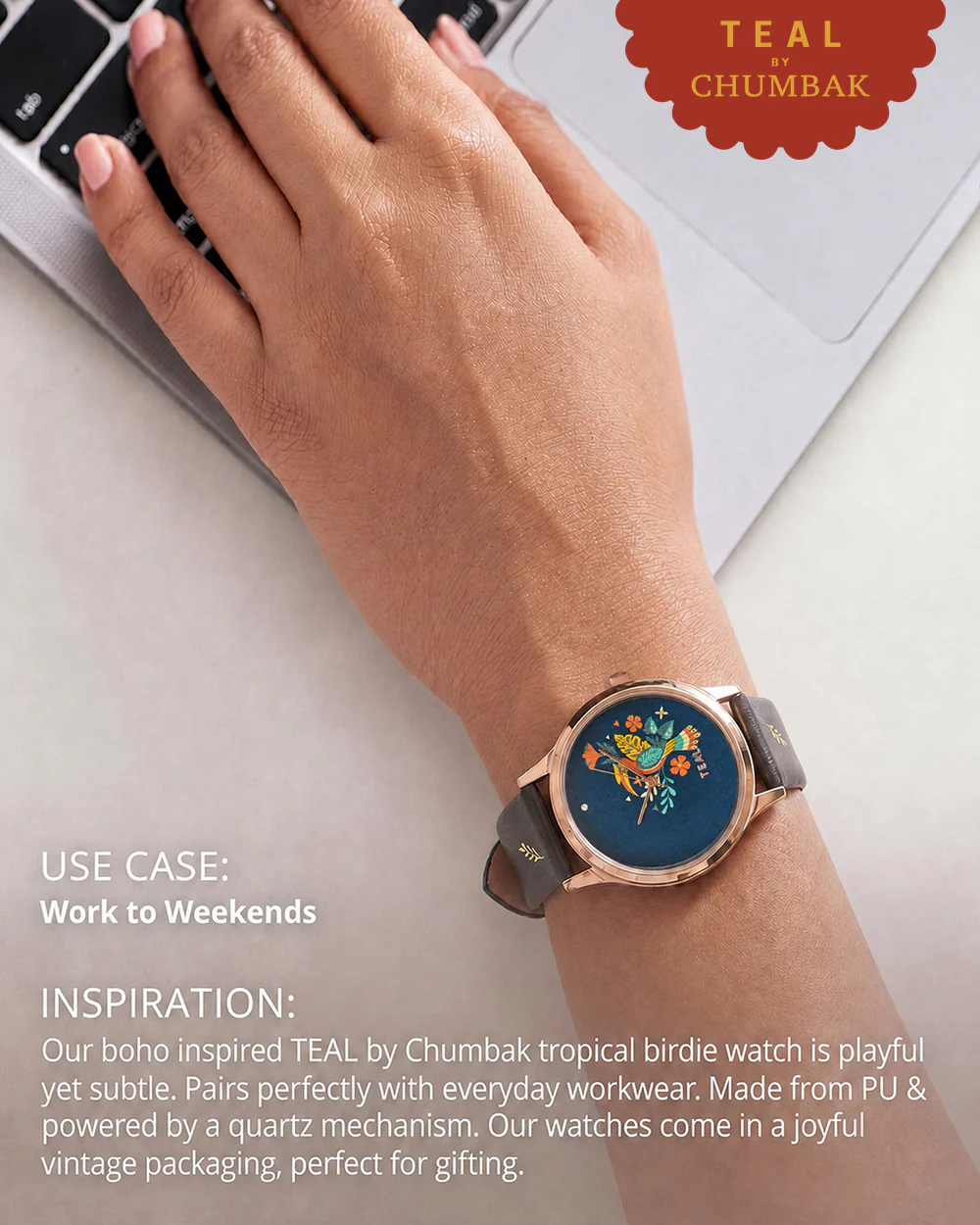 TEAL by Chumbak Tropical Birdie Watch Black - Image 4
