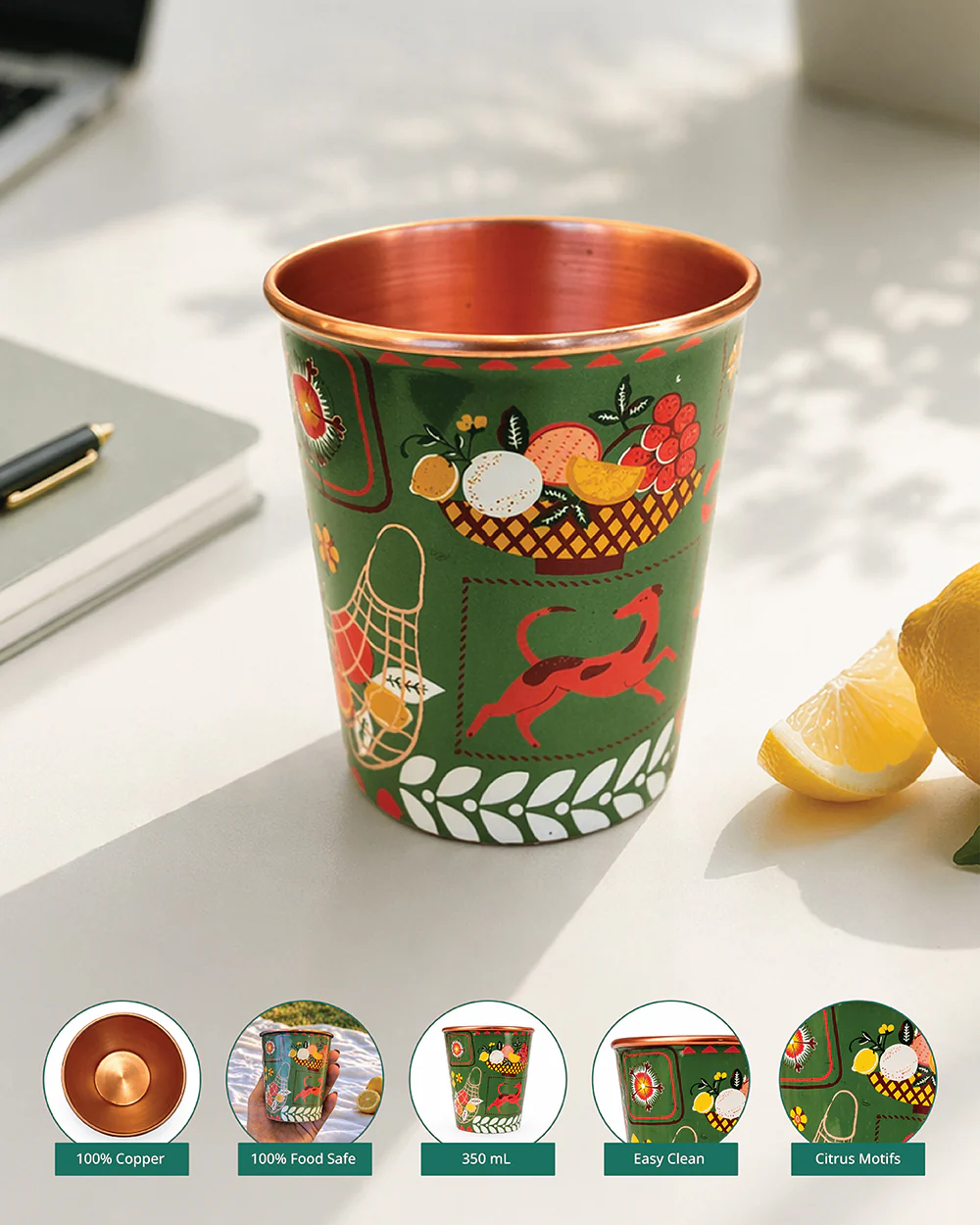 Limonata Copper Tumbler, 250 ml | Citrus Zest - Image 2