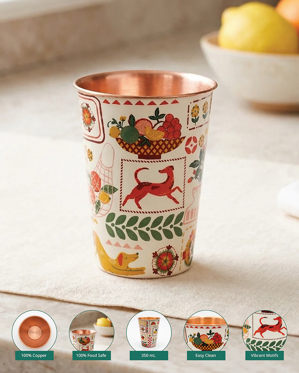 Limonata Copper Tumbler, 350 ml | Citrus Zest - Image 2